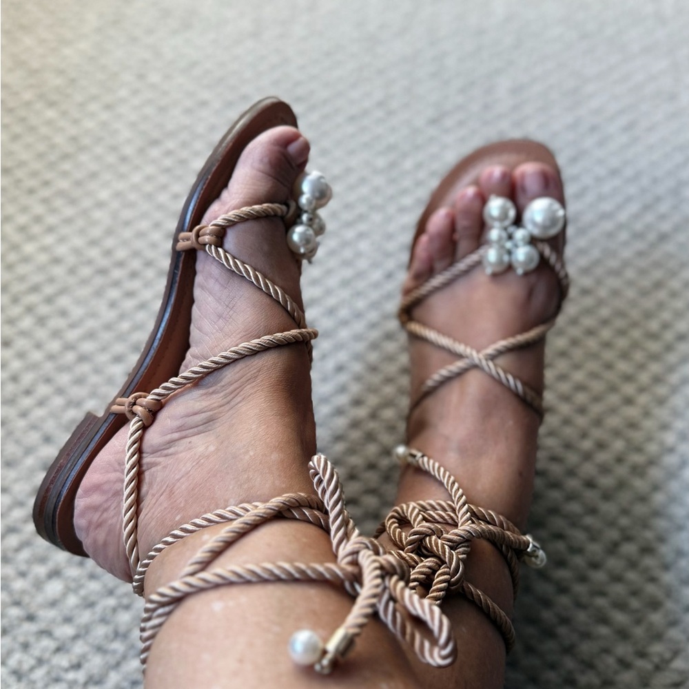 INC International Concepts Brown Wrap-Around Sandals